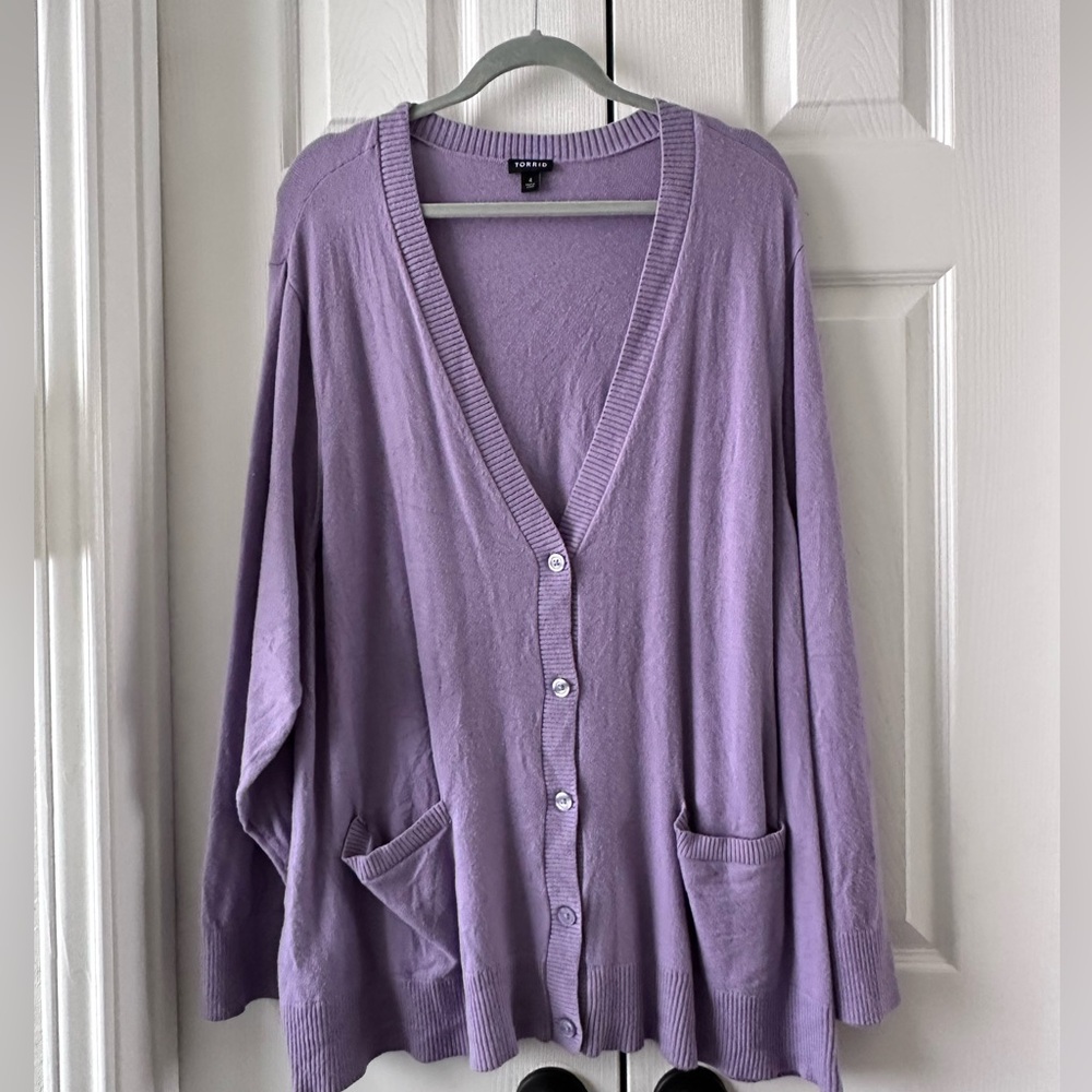 Torrid Purple Boyfriend Cardigan